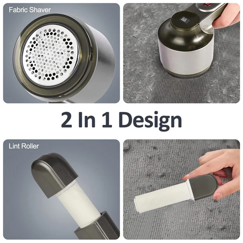 Rechargeable Fabric Shaver, Electric Lint Remover Shaver with LED Digital Display, Removing Fuzz and Pill From Clothes